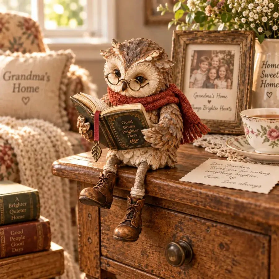 💥 Reducere de 50% pentru o perioadă limitată! 🦉 Figurină adorabilă: bufniță care citește