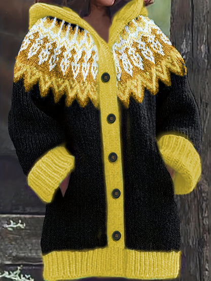 【S~5XL】✨O jachetă elegantă, în stil retro, cu imprimeu colorat și glugă