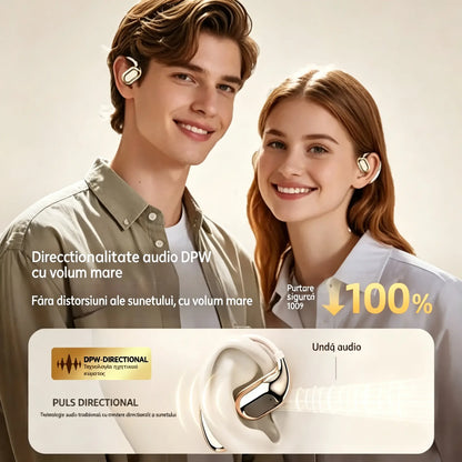 🔋Căști Bluetooth wireless fără ureche încorporată, cu cârlig pentru ureche și conducție osoasă🎙️🎧